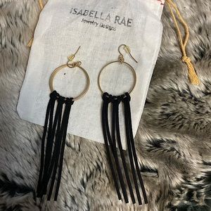 Gold & Leather tassel earrings